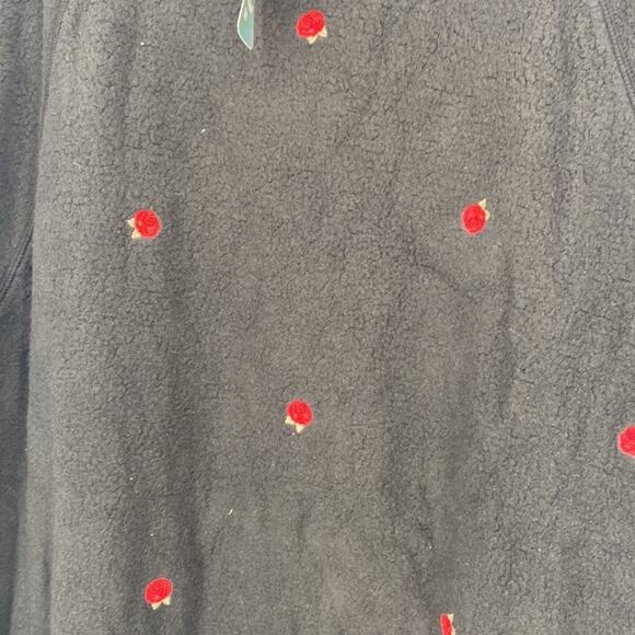 Victoria's Secret PINK Women Red Rose Floral Fleece Pullover Sweatshirt Black S - Picture 3 of 5